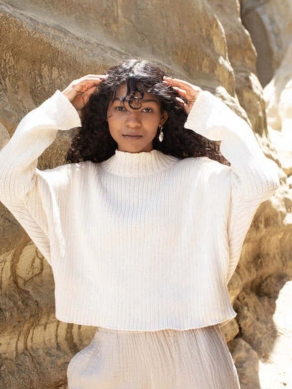 Honest Cotton Ribbed Mock-Neck Women’s Sweater